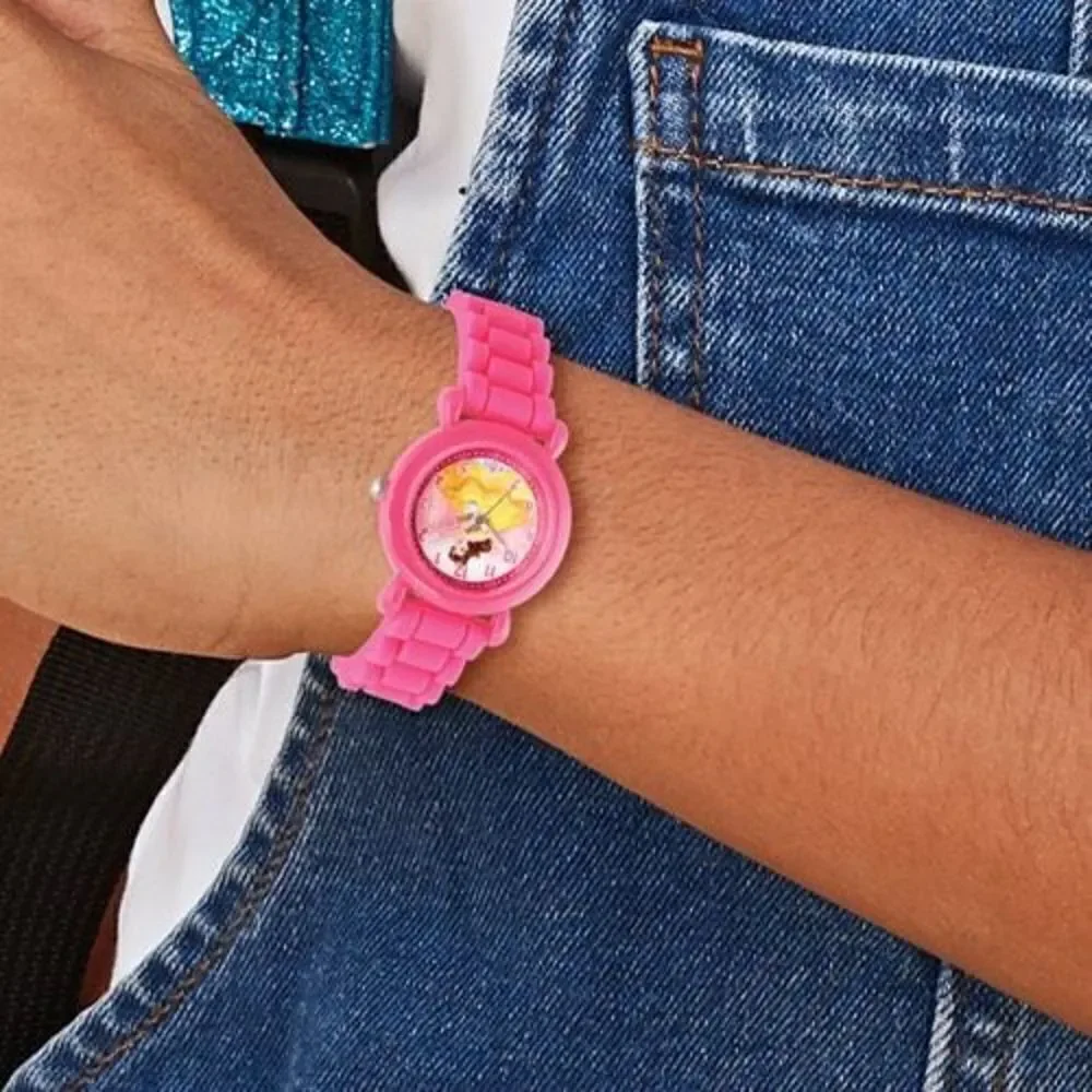 Disney Kids Princess Belle Pink Silicone Time Teacher Watch